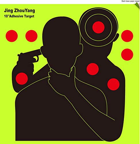 Product Cover JingZhouYang Reusable Adhesive Targets for Shooting Bulk Value Pack, 10 inch x 10 inch Splatter Target Stickers for Indoor and Outdoor Ranges, Fluorescent Yellow Hit Markers - 20 Pack