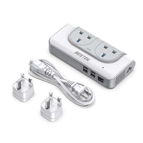 Product Cover BESTEK Travel Adapter Voltage Converter 100V to 240V Step Up Transformer with 4-Port USB Charging All World Contries to US Travel Charger (White)