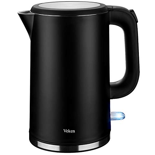 Product Cover Veken Electric Kettle, 1.7L Double Wall 100% Stainless Steel Tea Water Heater Boiler, BPA-Free Cool Touch with Auto Shut-Off & Boil Dry Protection (Black)