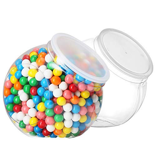 Product Cover Pack of 2 - Empty Gumball Style Containers With Lids - Plastic Kitchen Countertop Jars - Wide mouth Opening For Easy Refill - Great For Candy, Homemade Cookies, Cake, Snacks - Food Safe (2 Pack 96 Oz)