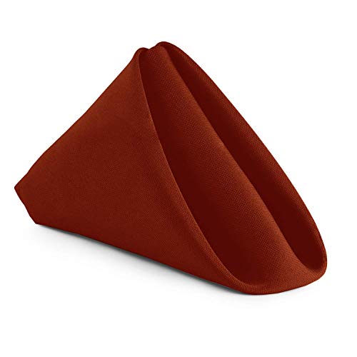 Product Cover Gee Di Moda Cloth Napkins - 20 x 20 Inch Burnt Orange Solid Washable Polyester Dinner Napkins - Set of 12 Napkins with Hemmed Edges - Great for Weddings, Parties, Holiday Dinner & More