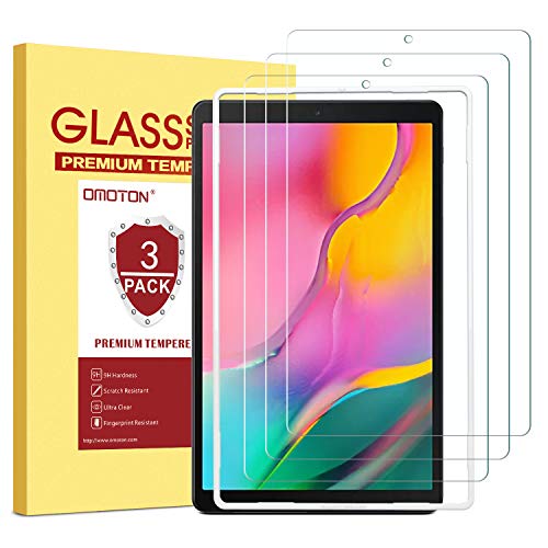 Product Cover OMOTON [3 Pack Screen Protector for Samsung Galaxy Tab A 10.1 2019 Release SM-T510, Tempered-Glass/Scratch-Resistant/Bubble Free