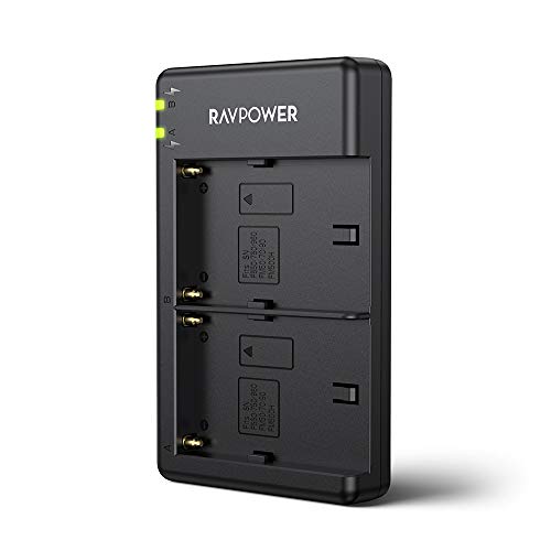 Product Cover RAVPower NP-F550 Dual Slot Battery Charger, Compatible with Sony NP F970, F750, F770, F960, F550, F530, F330, F570, CCD-SC55, TR516, TR716, TR818, TR910, TR917 Batteries and More