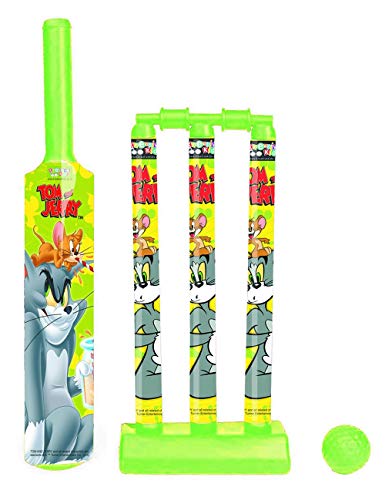 Product Cover Tom & Jerry Mini Cricket Set with 1 Plastic Bat and Ball, 3 Wickets, Base and Bail
