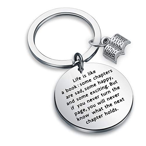 Product Cover AKTAP Book Lover Gifts for Women Book Lover Book Club Keychain Life Is a Book Some Chapters Are Sad Some Happy and Some Exciting Book Jewelry Librarian Gift Reading Lover Gift (Reading Lover Keychain)