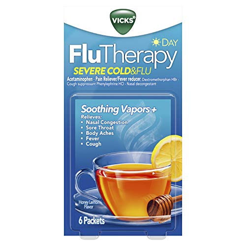 Product Cover Vicks Flutherapy Severe Cold and Flu, Daytime Nasal Decongestant, 6 Packets - Hot Drink with Soothing Vapors