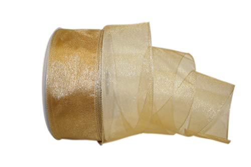 Product Cover Reliant Ribbon 99908W-035-40K Sheer Lovely Value Wired Edge Ribbon, 2-1/2 Inch X 50 Yards, Gold