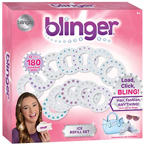 Product Cover Blinger Ice Refill Set - Comes Complete with 180 Gems offering a Variety of Round and Snowflake Shapes - Make your hair look FROZEN