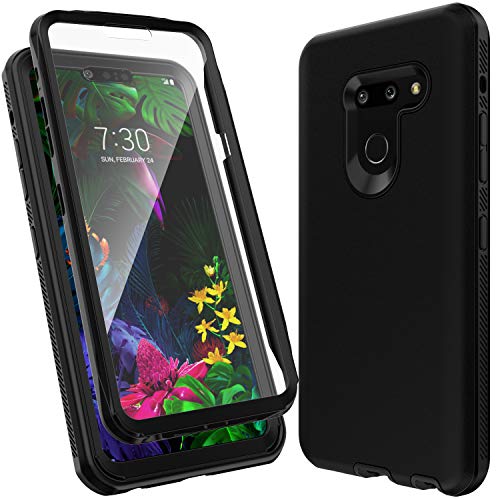 Product Cover ACKETBOX LG G8 ThinQ Case/LG G8 Case, Heavy Duty Hybrid Hard PC Back Case+Shockproof TPU and Bumper Built-in Protective Film Full Body Protective Cover Case for LG G8 ThinQ/LG G8(Black)