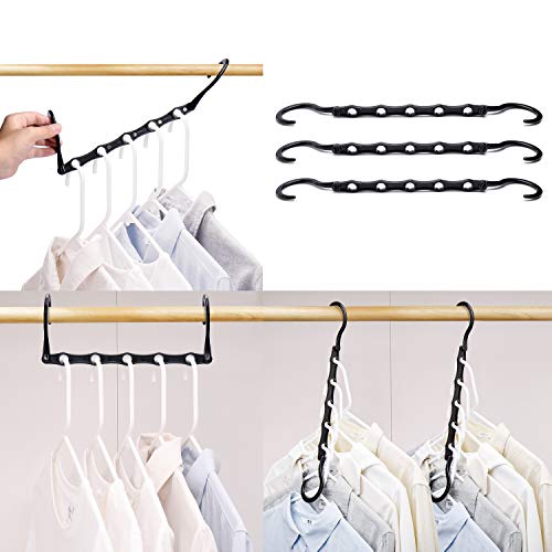 Product Cover HOUSE DAY Black Magic Hangers Space Saving Clothes Hangers Organizer Smart Closet Space Saver Pack of 16 with Sturdy Plastic for Heavy Clothes