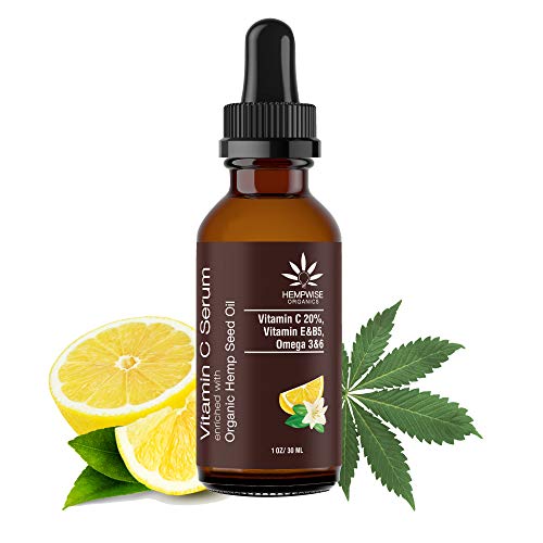 Product Cover Vitamin C Serum Enriched With Organic Hemp Seed Oil, Hyaluronic Acid, Jojoba Oil, Vitamin E. Naturally Softens, Nourishes, Deep Hydration and Anti-Aging with Rich Omega Nutrients, 1 Fl Oz