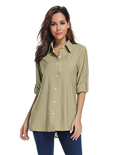 Product Cover Women's Quick Dry Sun UV Protection Convertible Long Sleeve to Short Sleeve Shirts for Hiking Camping Fishing Sailing