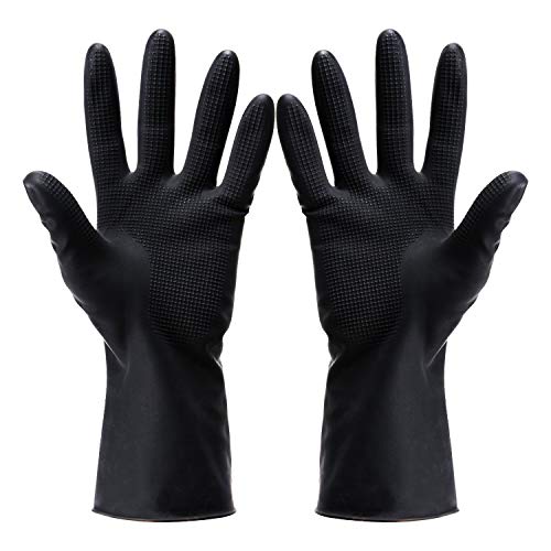 Product Cover Hair Dye Gloves,Professional Hair Coloring Accessories for Hair Salon Hair Dyeing,Acid and alkali resistant gloves black latex gloves,2pcs（1 left+1 right）,black