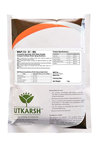Product Cover UTKARSH MAP (12:61:00) (Mono Ammonium Phosphate) (1 kg) Crystalline Speciality 100% Water Soluble Complex Fertilizer (Foliar Spray Nutrition)