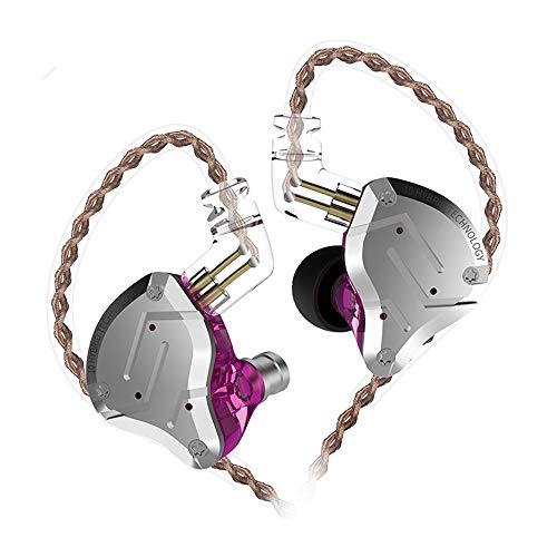 Product Cover KZ ZS10 Pro Headphones Yinyoo Over Ear Wired Earbuds IEM HiFi Earphones with 4BA 1DD Hybrid Balanced Armature Driver Dynamic Drivers 3.5mm Audio Plug Cable(Purple no mic)