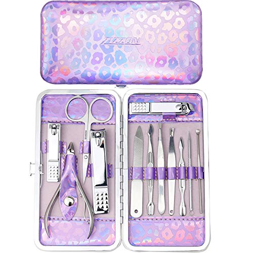 Product Cover ZIZZON Nail Clippers Kit Manicure Pedicure set with Holographic Case(Purple)