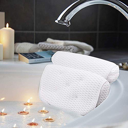 Product Cover AmazeFan Bath Pillow, Bathtub Spa Pillow with 4D Air Mesh Technology and 7 Suction Cups, Helps Support Head, Back, Shoulder and Neck, Fits All Bathtub, Hot Tub, Jacuzzi and Home Spa