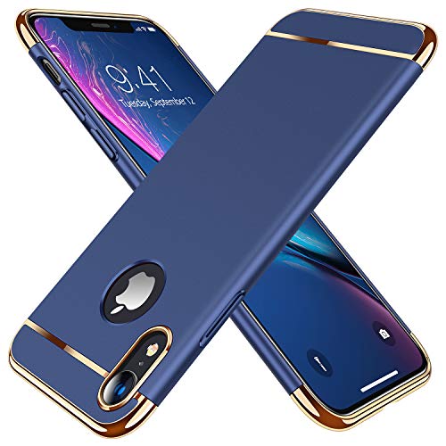 Product Cover TORRAS Lock Series iPhone XR Case, 3-in-1 Luxury Hybrid Hard Plastic with Gold Trim Matte Finish Slim Thin Phone Case for iPhone XR 6.1 inches, Navy Blue