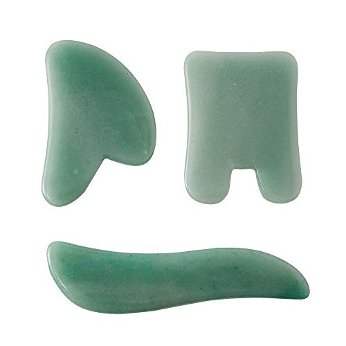 Product Cover PinCute 3 Pack Jade Gua Sha Scraping Massage Tool, Natural Jade Guasha Board, Great Handmade Tools for SPA Acupuncture Treatment, Reducing Neck and Muscle Pain