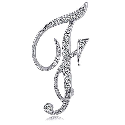 Product Cover ETHOON Letter Brooch Pins Initial Rhinestone Brooch for Women Crafts Silvery F
