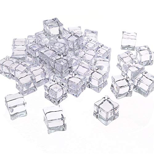 Product Cover Outuxed 48pcs 0.8 Inches Clear Fake Acrylic Ice Cubes Square Shape for Photography Props or Decorations