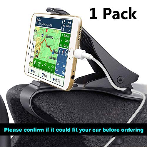 Product Cover Glamore Car Phone Holder, No Blocking for Sight, Design with Cable Clips, Durable Dashboard Car Phone Mount for iPhone X 8 Plus 7 6s SE Samsung Galaxy S5/S6/S7/S8 (Black-1Pack)