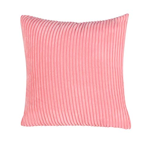 Product Cover Throw Pillow Covers for Sofa Bedroom Car Corduroy Soft Soild Decorative Square Pillowcase-18''x18''-Single Piece-Pink