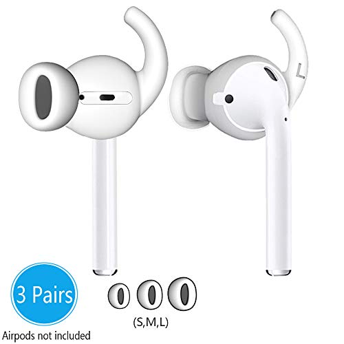 Product Cover Alquar Earbuds Ear Hooks Covers [Sound Quality Enhancement] [Anti-Slip] Compatible with Apple AirPods 2 & 1 or EarPods [Added Silicone Storage Hook Pouch]-3 Pairs