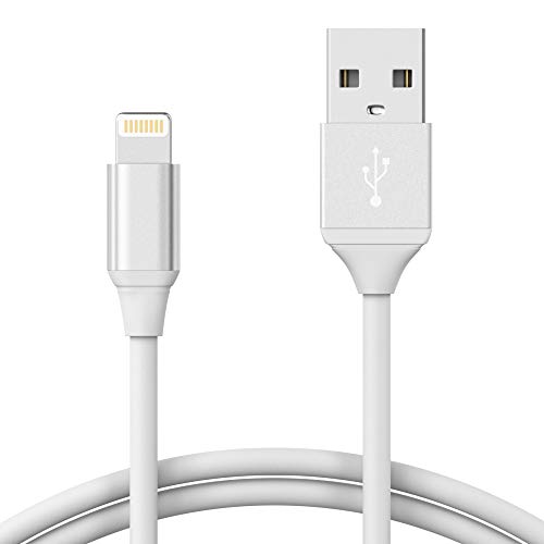Product Cover iPhone Charger Lightning Cable 4ft - by TalkWorks | Strain Relief Metallic Heavy Duty MFI Certified Apple Charger Short iPhone Cord for iPhone 11, 11 Pro/Max, XR, XS/Max, X, 8, 7, 6, iPad - White
