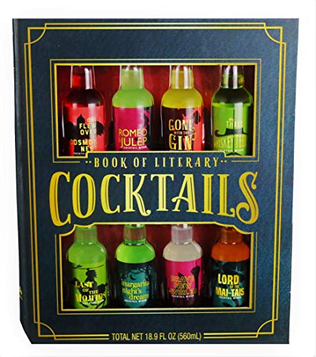 Product Cover Thoughtfully Gifts, Book of Cocktails Gift Set, 2.3 Ounces Each, Mixers of Cosmo, Mint Julep, Gin, Whiskey, Mojito, Margarita, Swirled and Mai-Tai, Set of 8 (Contains NO Alcohol)