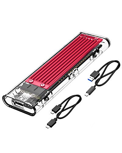 Product Cover ORICO Transparent NVMe M.2 Enclosure Tool-Free USB3.1 Type-C Gen2 10Gbps to M.2 SSD Enclosure for Intel 660p/Samsung 970 EVO/Samsung970 Pro 2230/2242/2260/2280 PCIe NVMe M-Key SSD up to 2TB - Red