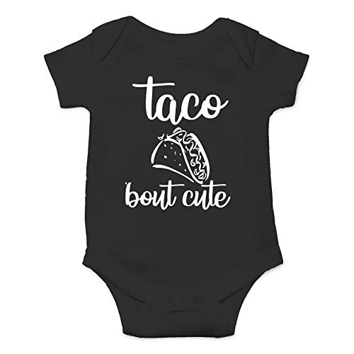 Product Cover Taco Bout Cute - Mexican Food Lover - Funny Cute Infant Creeper, One-Piece Baby Bodysuit (Black, Newborn)