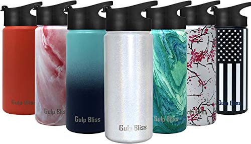 Product Cover Gold Armour GulpBliss Water Bottle - Water Bottle Straw & Wide Mouth 2 Lids - Wide Mouth Vacuum Insulated 18/8 Stainless Steel Double Wall Sports Design (Shimmer: Unicorn Magic, 18oz)