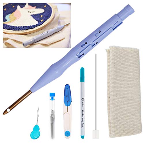 Product Cover Punch Needle Embroidery Kits,Adjustable Rug Yarn Punch Needle,Large Embroidery Pen with Punch Needle Cloth&Tools