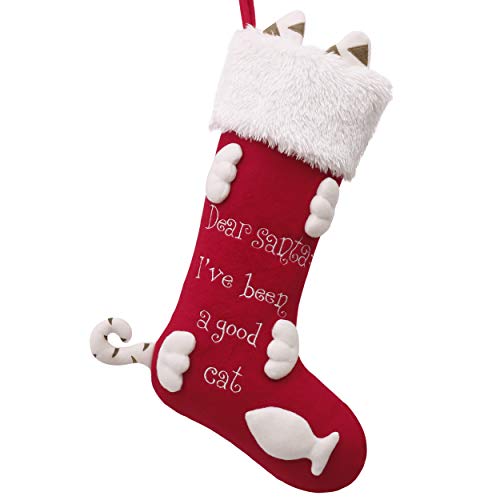 Product Cover Valery Madelyn 21 inch Joyful Pet Christmas Stockings Personalized 3D Cat Stockings with Faux Fur Cuff (Pet Collection)