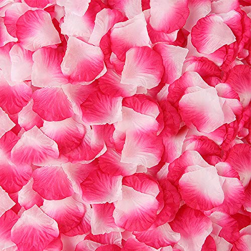 Product Cover BESKIT 3000 Pieces Silk Rose Petals Artificial Flower Petals for Valentine Day Wedding Flower Decoration (Purplish Red&White)