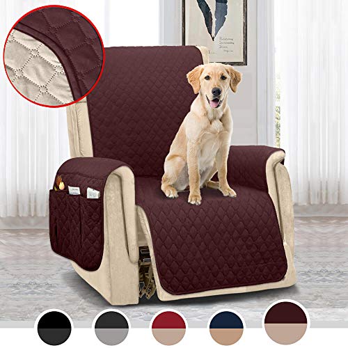 Product Cover MOYMO Reversible Oversized Recliner Chair Cover,Durable Recliner Slipcover with 2 Inch Strap,Machine Washable Recliner Cover for Dogs,Kids,Pets(Recliner Oversize:Chocolate/Beige)