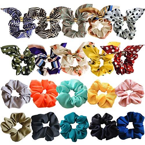 Product Cover WillingTee 20 Pieces Women's Hair Scrunchies Chiffon Flowers Elastic Hair Bands Scrunchy Hair Ties Ropes Scrunchie Hair Scrunchies Hair Chiffon Ponytail Holder