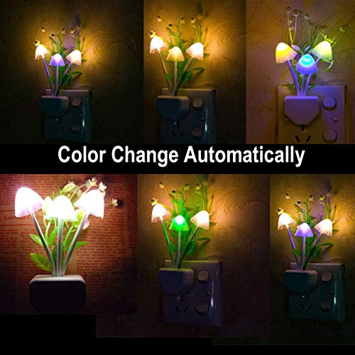 Product Cover AZOD Night Lights 7 Color Changing, LED NightLight Mushroom Lamp/LED Night Light Lamp Auto On/Off Night Light for Kids Children Baby Adults