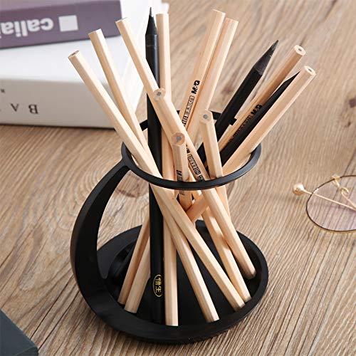 Product Cover Pencil Holder Cup,Wusheng Creative Storage Box,Crescent Suspension Desktop Cute Multi-Function Large Capacity School Students Stationery Desk Decoration,Simple Business Office Pen Organizer (Black)