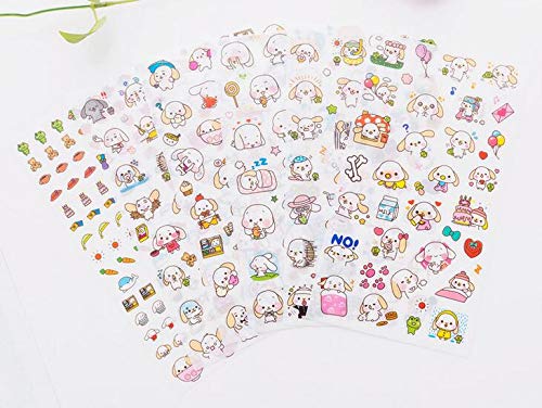 Product Cover 12 Sheets Peel-Off Stickers,Small Cute Dog Paper Letter Stickers Photo Stickers Pocket Sticker Korean Stationery for DIY Arts and Crafts,Life Daily Planner,Bullet Journals,Scrapbooks,Calendars (Dog)