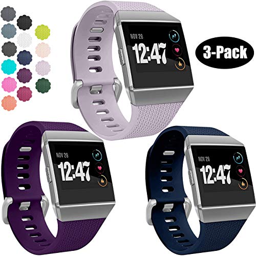 Product Cover Wepro Bands Compatible with Fitbit Ionic SmartWatch, Watch Replacement Sport Strap for Women Men Kids, Small, Lavender, Navy Blue, Plum