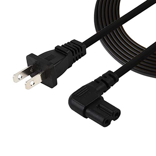 Product Cover TV Power Cord,6FT/1.8Meter Angled (L-Type Angle) IEC 320 C7 to Nema 1-15P AC Power Cord, NISPT-2 18AWG Replacement AC Cord for Samsung LG Sharp JVC Roku LCD LED TV etc