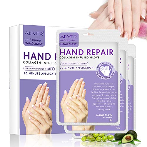 Product Cover Hand Peel Mask 3 Pack, Hand Mask Spa Gloves Moisture Enhancing Gloves for Dry Hands, Exfoliating Hand Peeling Mask, Repair Rough Skin Remove Dead Skin for Women Men