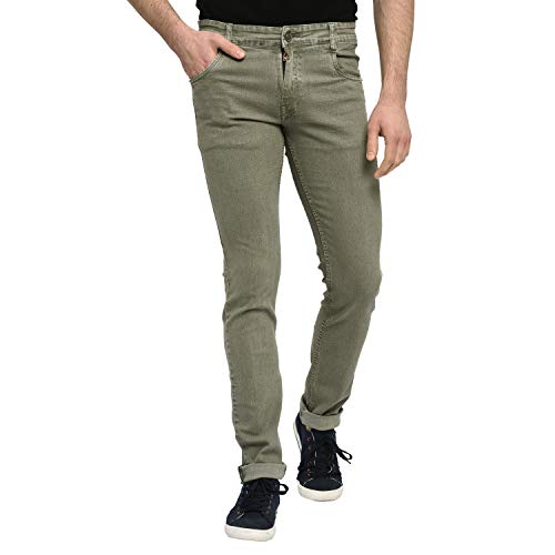 Product Cover STUDIO NEXX Men's Regular Fit Stretch Jeans, Olive - Size 30