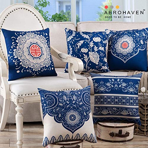 Product Cover AEROHAVEN Set of 5 Cotton Turkish Designer Decorative Throw Pillow/Cushion Covers - 16 x 16 inches