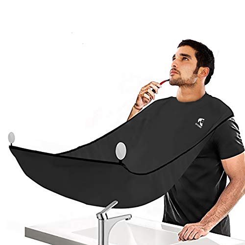 Product Cover SYOSIN Upgrade Beard Apron Cape for Men Shaving and Trimming with 4 Suction Cups Non-Stick Shaving Hair Adjustable Neck Straps Clippings Catcher Grooming Beard Apron Perfect Gifts for Men(Black)