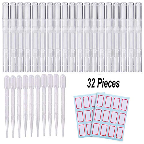 Product Cover 20PCS 3ML Transparent Twist Pens, 10 Eyelash Growth Liquid Tube Container Cosmetic Empty Lip Gloss Pens with Brush Tip Applicator Cuticle Oil Nail Polish Nutrition Pen with 2 Tag Labels Stickers