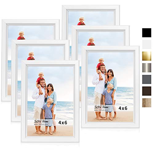Product Cover LaVie Home 4x6 Picture Frames (6 Pack, White) Simple Designed Photo Frame with High Definition Glass for Wall Mount & Table Top Display, Set of 6 Classic Collection