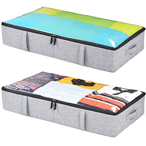 Product Cover storageLAB Underbed Storage Containers - 2-Pack, 33x17x6in - Woven Fabric with Plastic Structure (Grey)